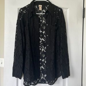 H&M lace button down